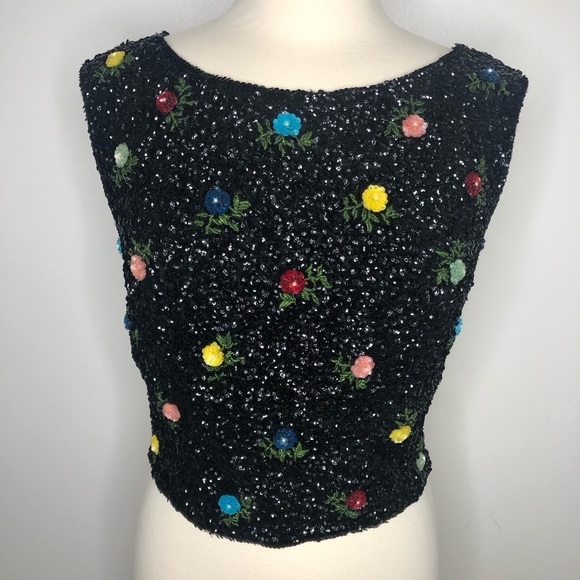 VINTAGE | Sequin Beaded Sweater Top